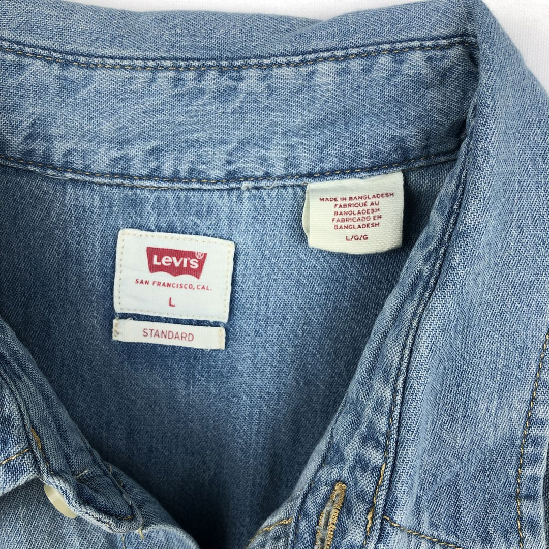 Levi's Standard Long-Sleeve Denim Western Shirt, Men's Size L (approx.) cotton blue type Vintage Second Hand