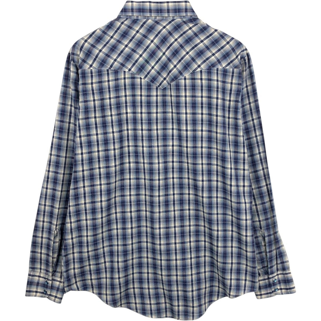 70s-80'S Levi's Check Pattern Long-Sleeve Western Shirt, Men's Size L (Equivalent), Vintage unclear navy blue type Vintage Second Hand
