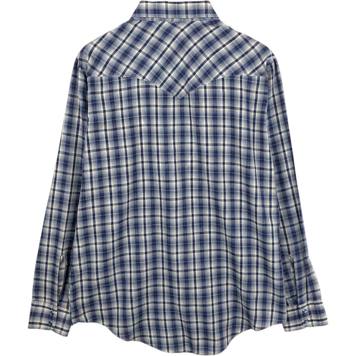 70s-80'S Levi's Check Pattern Long-Sleeve Western Shirt, Men's Size L (Equivalent), Vintage unclear navy blue type Vintage Second Hand