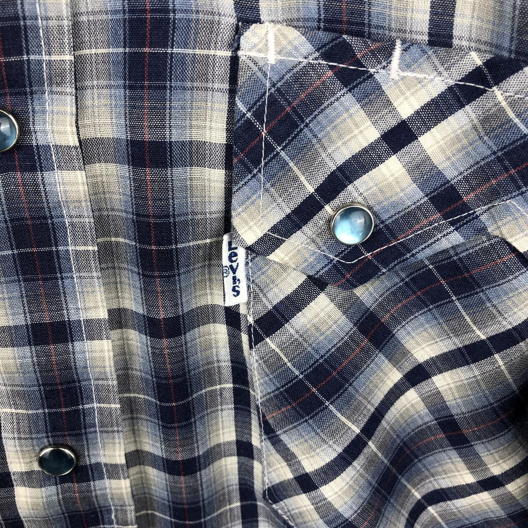 70s-80'S Levi's Check Pattern Long-Sleeve Western Shirt, Men's Size L (Equivalent), Vintage unclear navy blue type Vintage Second Hand