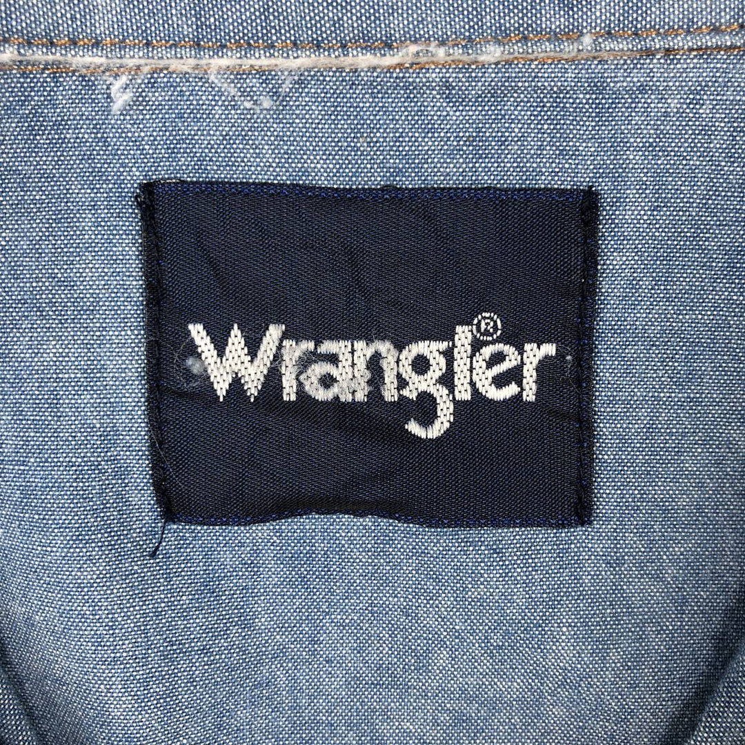 Wrangler Long-Sleeve Western Shirt, Men's Size L (approx.) cotton blue type Vintage Second Hand