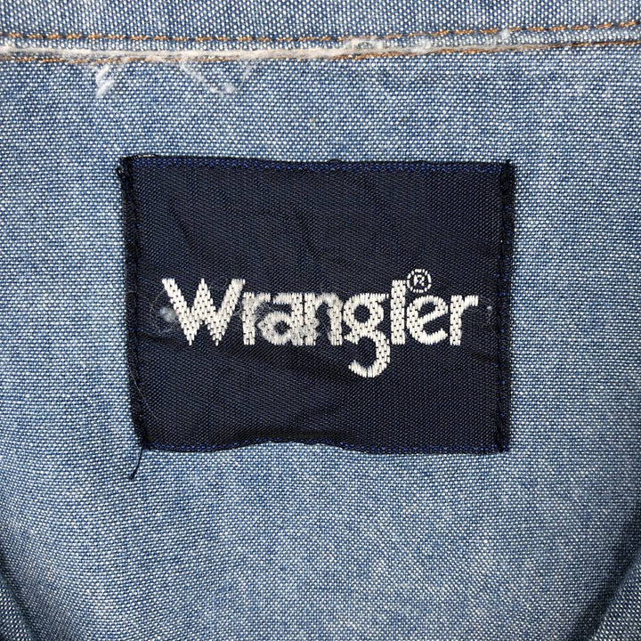 Wrangler Long-Sleeve Western Shirt, Men's Size L (approx.) cotton blue type Vintage Second Hand
