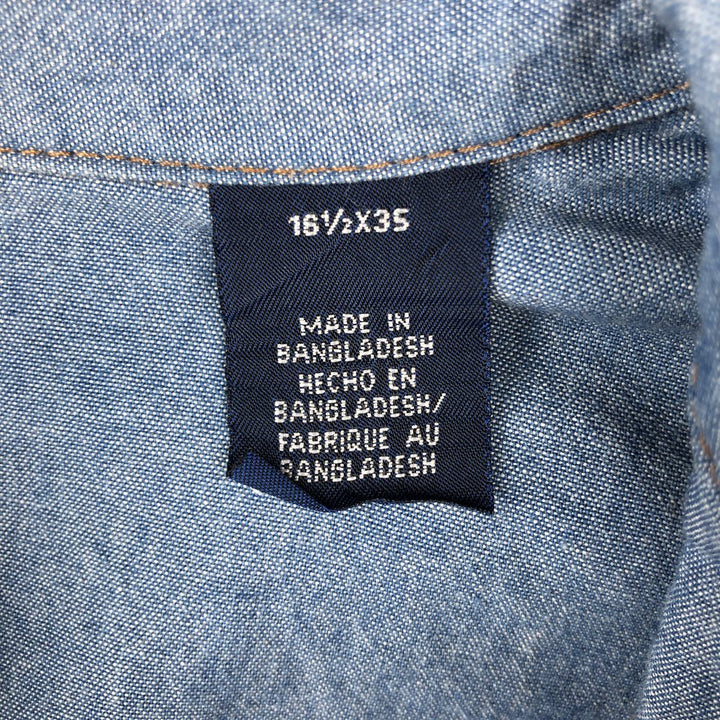 Wrangler Long-Sleeve Western Shirt, Men's Size L (approx.) cotton blue type Vintage Second Hand
