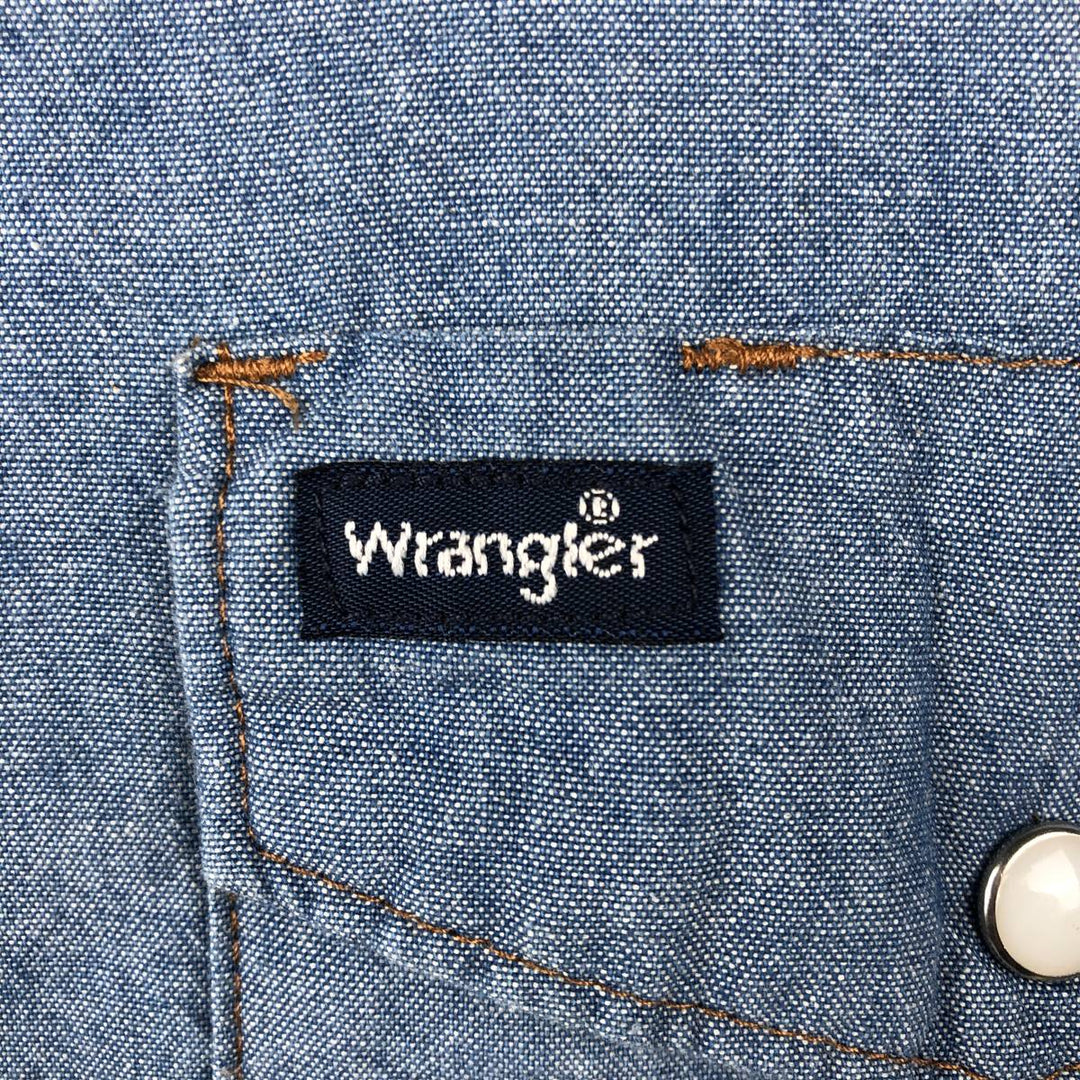 Wrangler Long-Sleeve Western Shirt, Men's Size L (approx.) cotton blue type Vintage Second Hand