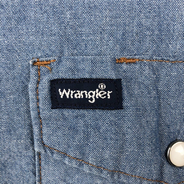 Wrangler Long-Sleeve Western Shirt, Men's Size L (approx.) cotton blue type Vintage Second Hand