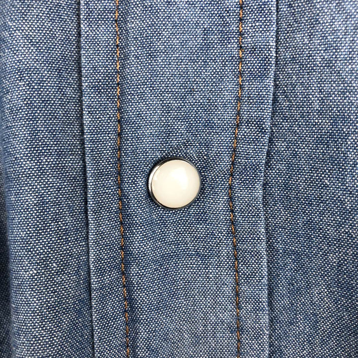 Wrangler Long-Sleeve Western Shirt, Men's Size L (approx.) cotton blue type Vintage Second Hand