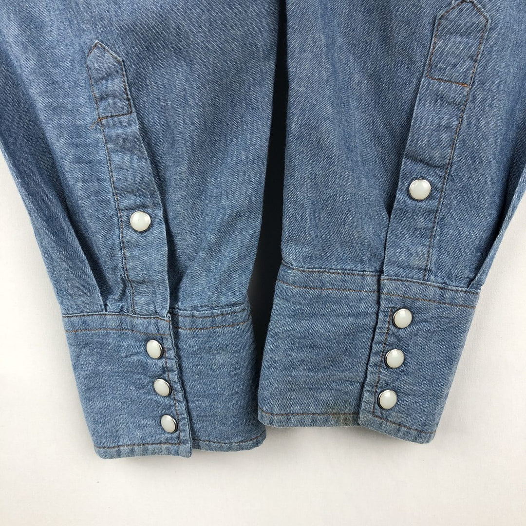 Wrangler Long-Sleeve Western Shirt, Men's Size L (approx.) cotton blue type Vintage Second Hand