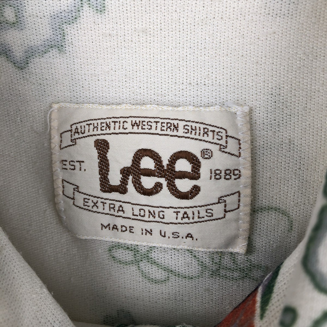 70s-80'S Lee All-Over Print Long-Sleeve Western Shirt, Made in USA, Men's Size M (Equivalent), Vintage unclear pale white type Vintage Second Hand