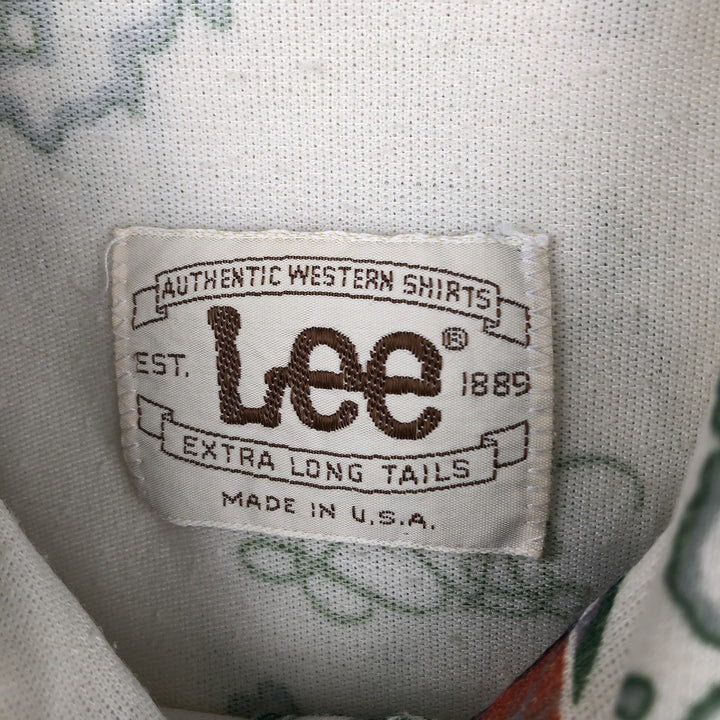 70s-80'S Lee All-Over Print Long-Sleeve Western Shirt, Made in USA, Men's Size M (Equivalent), Vintage unclear pale white type Vintage Second Hand