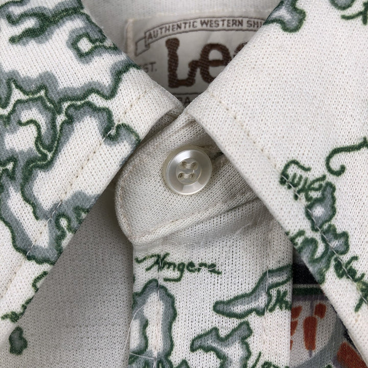70s-80'S Lee All-Over Print Long-Sleeve Western Shirt, Made in USA, Men's Size M (Equivalent), Vintage unclear pale white type Vintage Second Hand