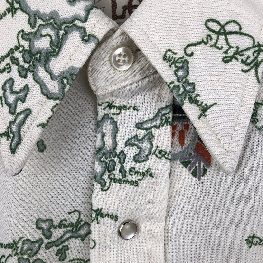 70s-80'S Lee All-Over Print Long-Sleeve Western Shirt, Made in USA, Men's Size M (Equivalent), Vintage unclear pale white type Vintage Second Hand