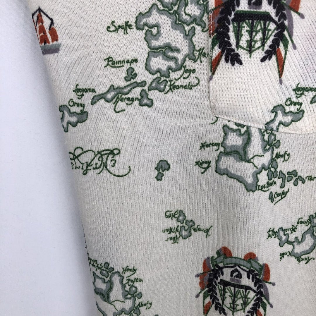 70s-80'S Lee All-Over Print Long-Sleeve Western Shirt, Made in USA, Men's Size M (Equivalent), Vintage unclear pale white type Vintage Second Hand