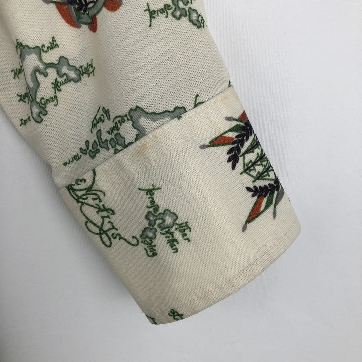 70s-80'S Lee All-Over Print Long-Sleeve Western Shirt, Made in USA, Men's Size M (Equivalent), Vintage unclear pale white type Vintage Second Hand