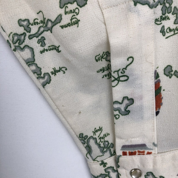 70s-80'S Lee All-Over Print Long-Sleeve Western Shirt, Made in USA, Men's Size M (Equivalent), Vintage unclear pale white type Vintage Second Hand