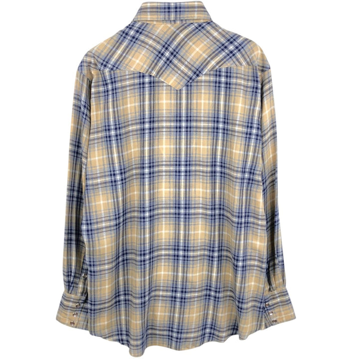 1970'S H BAR C Check Pattern Long-Sleeve Western Shirt, Made in USA, Men's Size L (Equivalent), Vintage unclear Beige type Vintage Second Hand