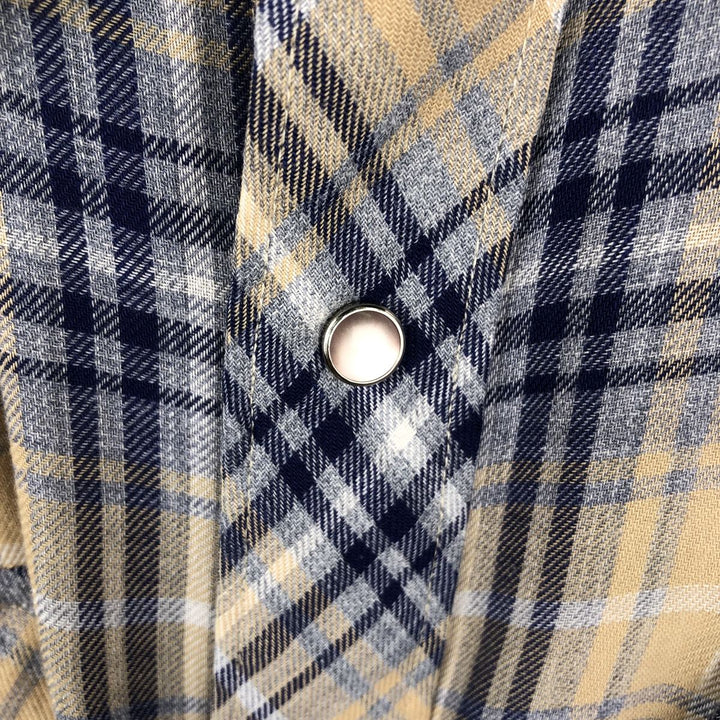 1970'S H BAR C Check Pattern Long-Sleeve Western Shirt, Made in USA, Men's Size L (Equivalent), Vintage unclear Beige type Vintage Second Hand