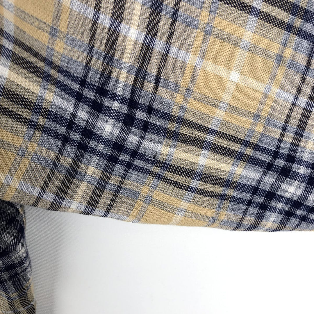 1970'S H BAR C Check Pattern Long-Sleeve Western Shirt, Made in USA, Men's Size L (Equivalent), Vintage unclear Beige type Vintage Second Hand