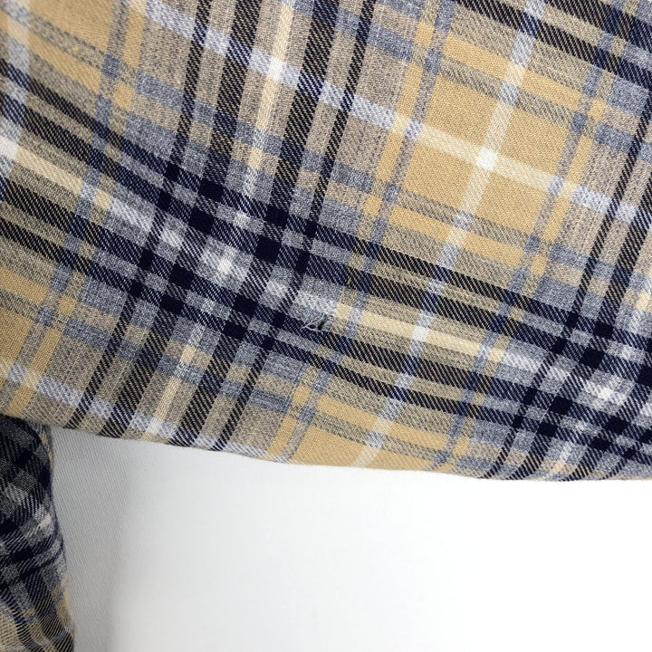 1970'S H BAR C Check Pattern Long-Sleeve Western Shirt, Made in USA, Men's Size L (Equivalent), Vintage unclear Beige type Vintage Second Hand