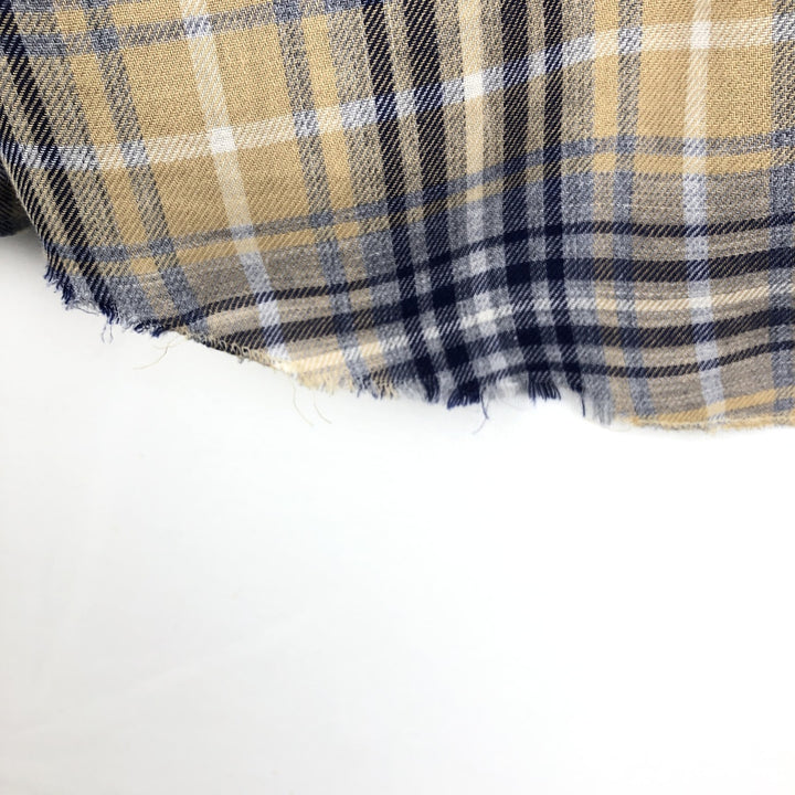 1970'S H BAR C Check Pattern Long-Sleeve Western Shirt, Made in USA, Men's Size L (Equivalent), Vintage unclear Beige type Vintage Second Hand