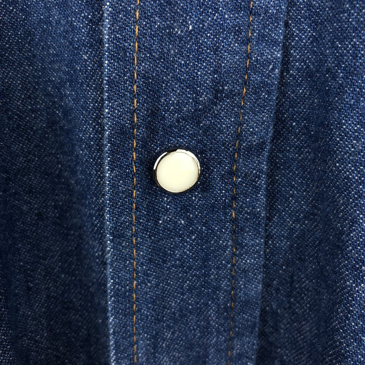 80s-90'S Wrangler Long-Sleeve Denim Western Shirt, Made in USA, Men's XXL equivalent, Vintage cotton blue type Vintage Second Hand