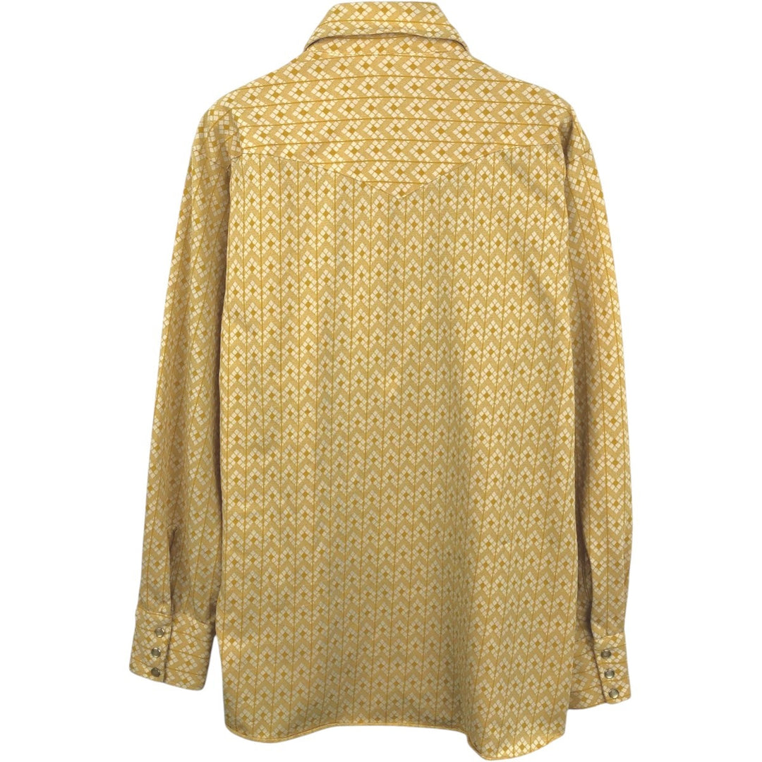 1970'S H BAR C All-over Stripe Pattern Long-Sleeve Western Shirt, Men's Size M (approx.), Vintage unclear yellow type Vintage Second Hand