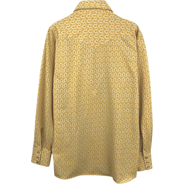 1970'S H BAR C All-over Stripe Pattern Long-Sleeve Western Shirt, Men's Size M (approx.), Vintage unclear yellow type Vintage Second Hand