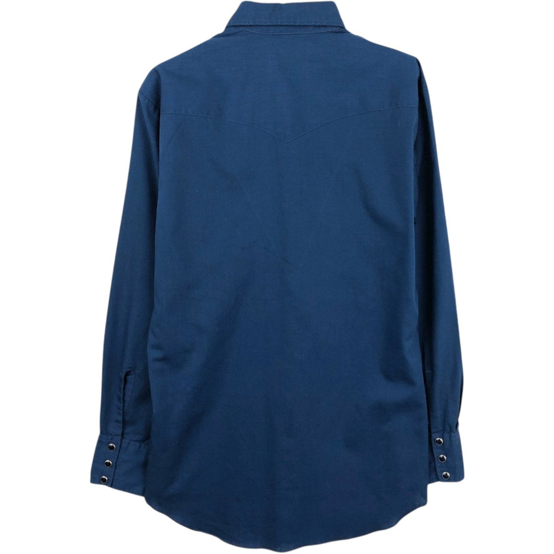 1970'S H BAR C Long-Sleeve Western Shirt, Made in USA, Men's Size M (Equivalent), Vintage unclear blue type Vintage Second Hand
