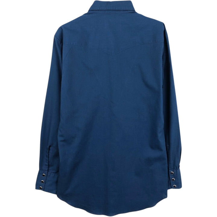 1970'S H BAR C Long-Sleeve Western Shirt, Made in USA, Men's Size M (Equivalent), Vintage unclear blue type Vintage Second Hand