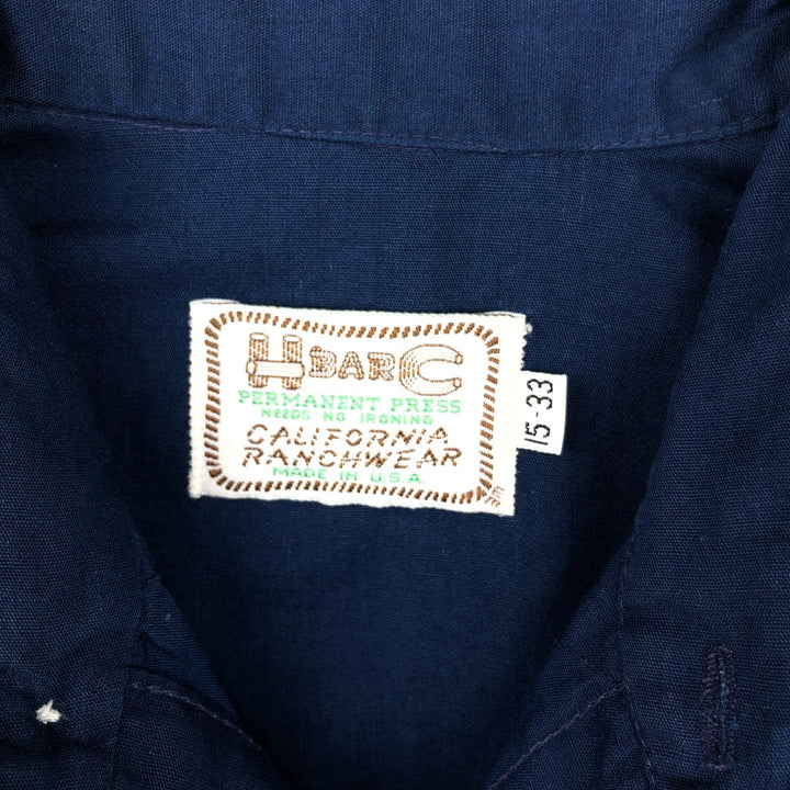 1970'S H BAR C Long-Sleeve Western Shirt, Made in USA, Men's Size M (Equivalent), Vintage unclear blue type Vintage Second Hand