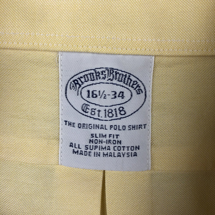 Brooks Brothers Est.1818 Slim Fit Long-Sleeve Button-Down Shirt, Men's Size L (approx.) Supima Cotton lemon yellow Vintage Second Hand