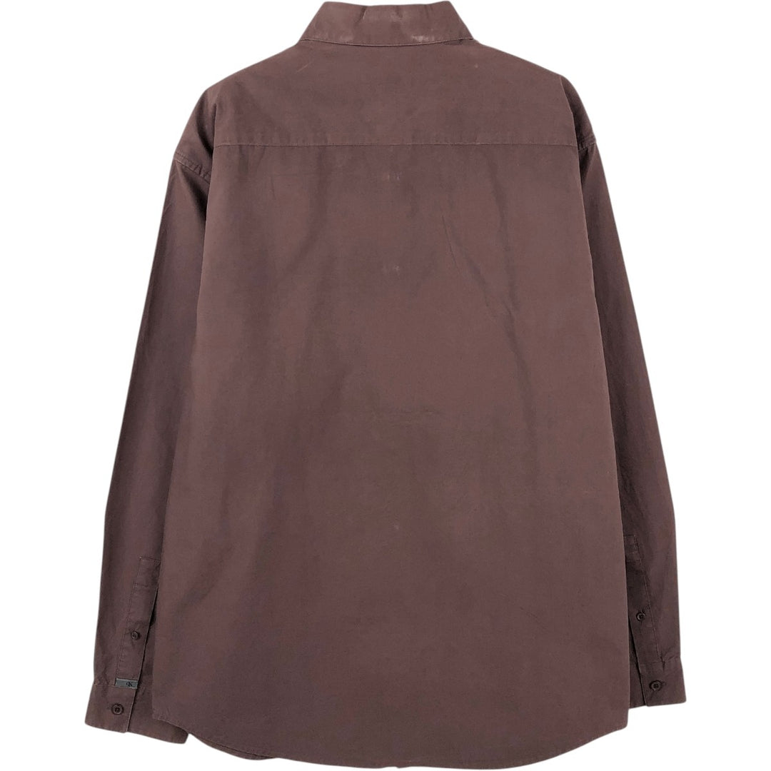 90s-00'S Calvin Klein long-sleeved cotton shirt, men's size M equivalent, vintage. cotton brown type Vintage Second Hand