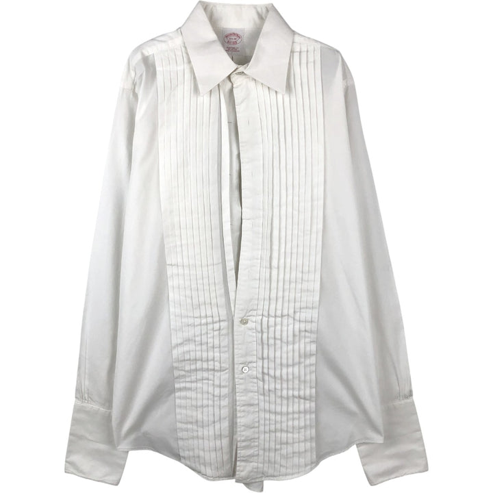 Brooks Brothers Est.1818 Pleated Dress Shirt, Tuxedo Shirt, Cuff Shirt, Men's Size M (approx.) cotton white type Vintage Second Hand