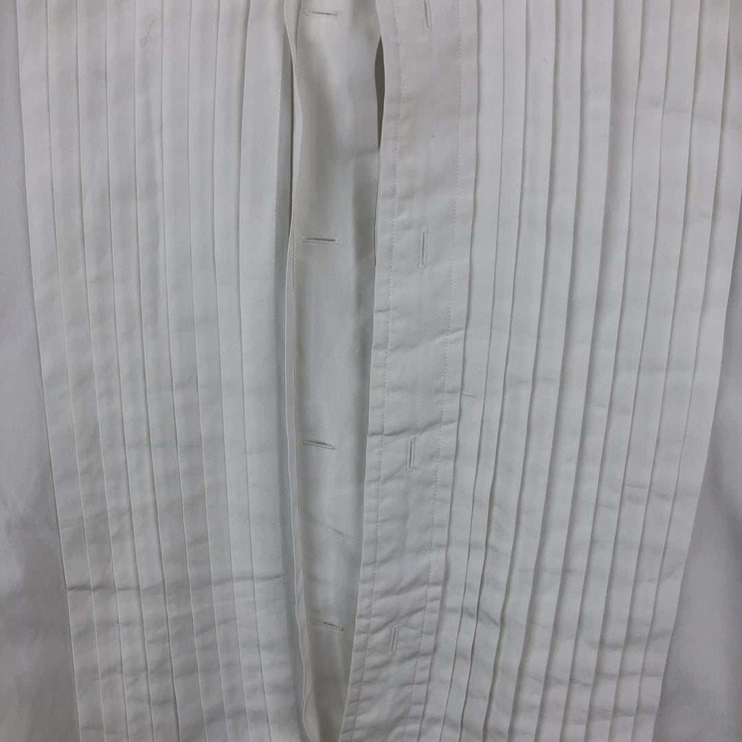 Brooks Brothers Est.1818 Pleated Dress Shirt, Tuxedo Shirt, Cuff Shirt, Men's Size M (approx.) cotton white type Vintage Second Hand