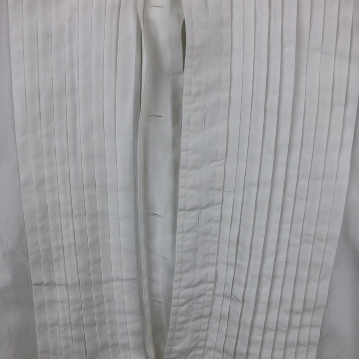 Brooks Brothers Est.1818 Pleated Dress Shirt, Tuxedo Shirt, Cuff Shirt, Men's Size M (approx.) cotton white type Vintage Second Hand