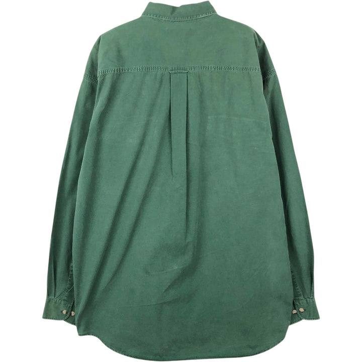 90'S LLBean Long-Sleeve Cotton Shirt, Men's Size L (approx.) cotton Green type dark green Vintage Second Hand
