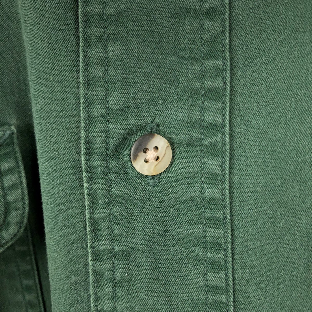 90'S LLBean Long-Sleeve Cotton Shirt, Men's Size L (approx.) cotton Green type dark green Vintage Second Hand