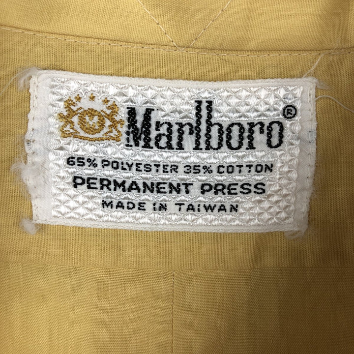 1970'S Marlboro Long-Sleeve Poly-Cotton Shirt, Men's Size XL (Equivalent), Vintage polyester yellow type Vintage Second Hand