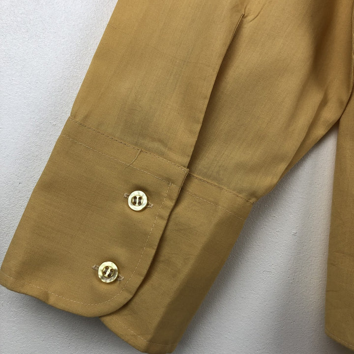 1970'S Marlboro Long-Sleeve Poly-Cotton Shirt, Men's Size XL (Equivalent), Vintage polyester yellow type Vintage Second Hand