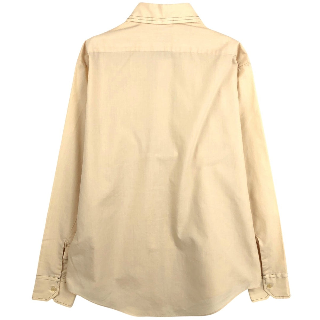 ~90'S Fruit of the Loom Long-Sleeve Polyester Shirt, Men's Size L (approx.) polyester Beige type Vintage Second Hand