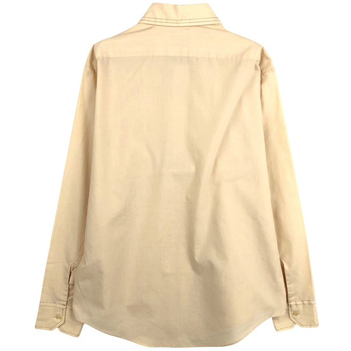 ~90'S Fruit of the Loom Long-Sleeve Polyester Shirt, Men's Size L (approx.) polyester Beige type Vintage Second Hand