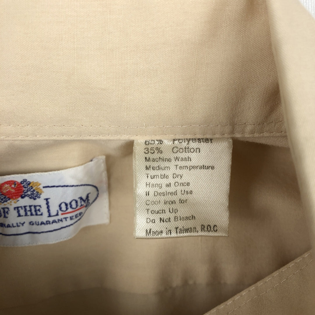 ~90'S Fruit of the Loom Long-Sleeve Polyester Shirt, Men's Size L (approx.) polyester Beige type Vintage Second Hand