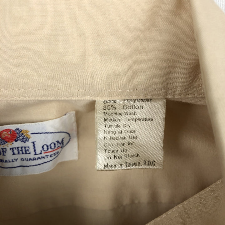 ~90'S Fruit of the Loom Long-Sleeve Polyester Shirt, Men's Size L (approx.) polyester Beige type Vintage Second Hand