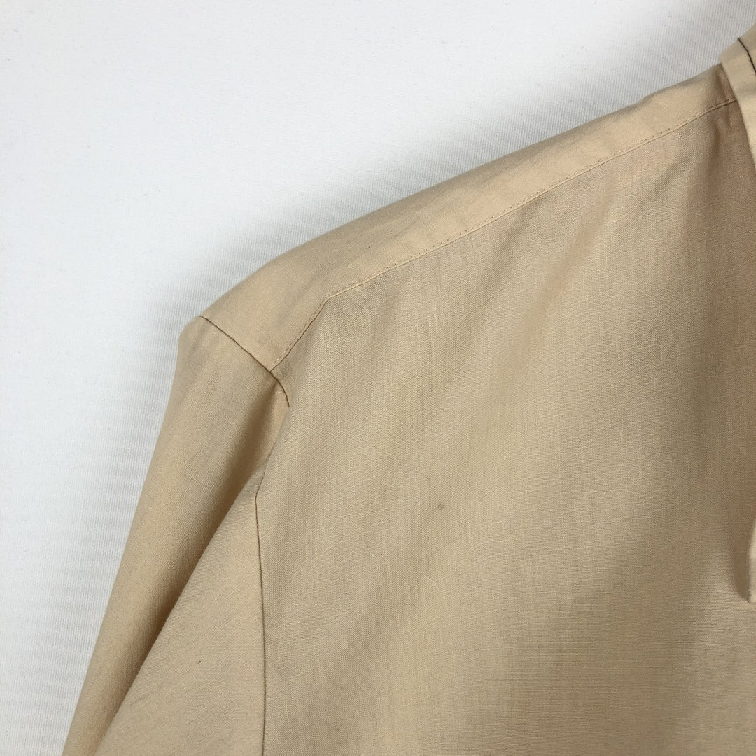 ~90'S Fruit of the Loom Long-Sleeve Polyester Shirt, Men's Size L (approx.) polyester Beige type Vintage Second Hand