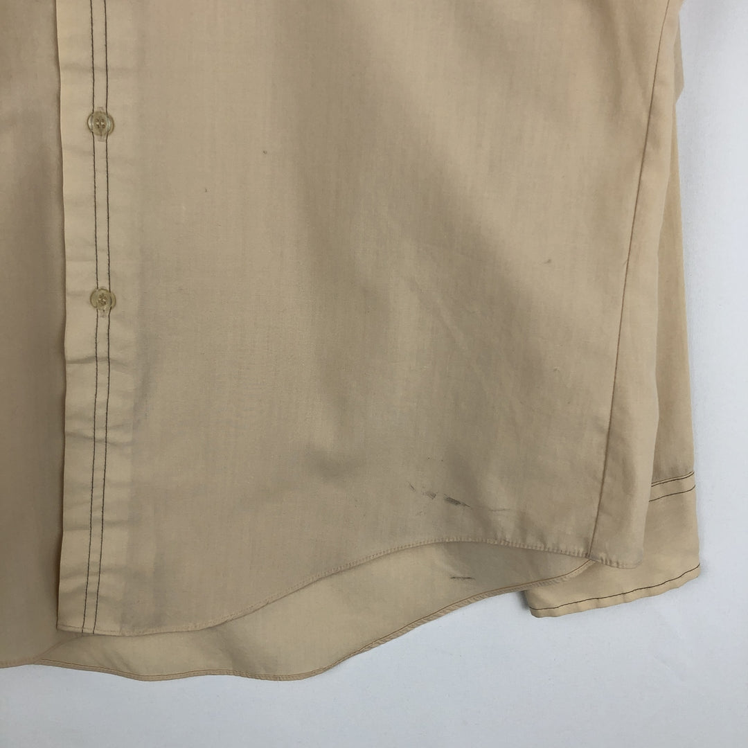 ~90'S Fruit of the Loom Long-Sleeve Polyester Shirt, Men's Size L (approx.) polyester Beige type Vintage Second Hand