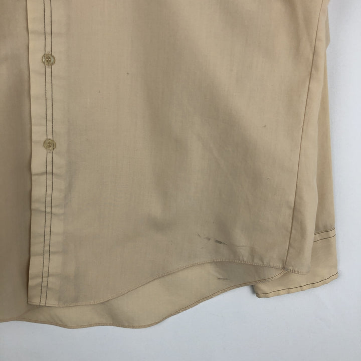 ~90'S Fruit of the Loom Long-Sleeve Polyester Shirt, Men's Size L (approx.) polyester Beige type Vintage Second Hand