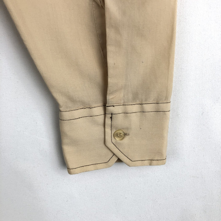 ~90'S Fruit of the Loom Long-Sleeve Polyester Shirt, Men's Size L (approx.) polyester Beige type Vintage Second Hand