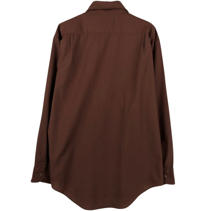 1970'S Kmart Long-Sleeve Poly-Cotton Shirt, Men's Size XL (Equivalent), Vintage polyester brown type Vintage Second Hand