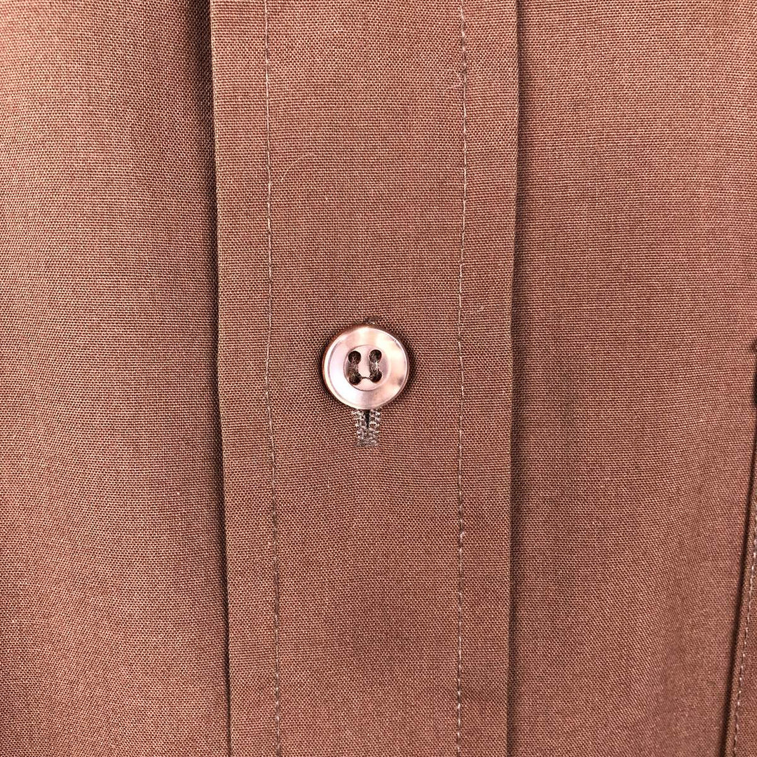 1970'S Kmart Long-Sleeve Poly-Cotton Shirt, Men's Size XL (Equivalent), Vintage polyester brown type Vintage Second Hand