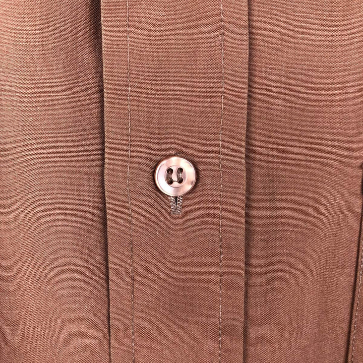 1970'S Kmart Long-Sleeve Poly-Cotton Shirt, Men's Size XL (Equivalent), Vintage polyester brown type Vintage Second Hand