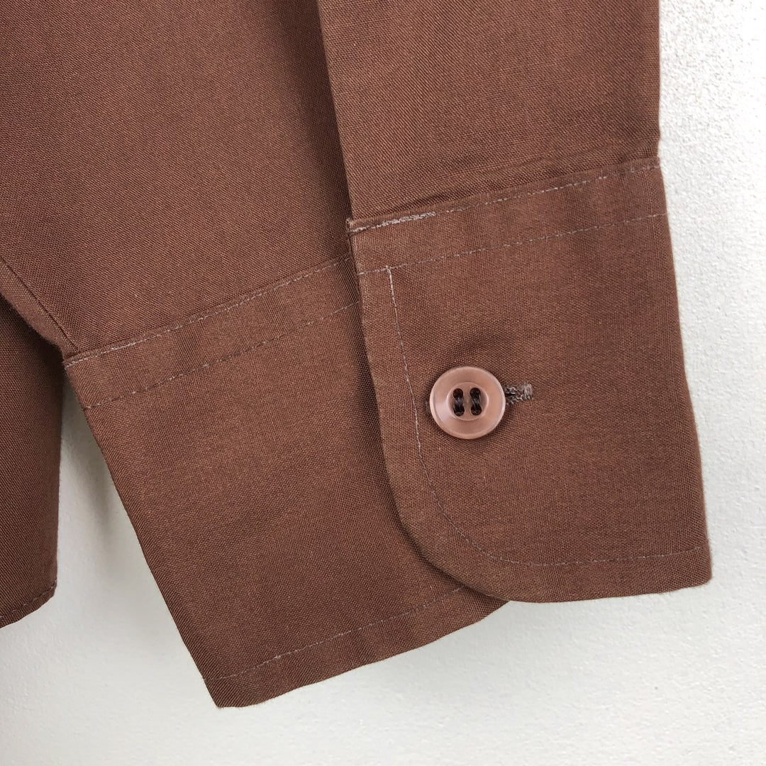 1970'S Kmart Long-Sleeve Poly-Cotton Shirt, Men's Size XL (Equivalent), Vintage polyester brown type Vintage Second Hand